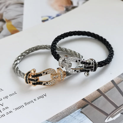 [Ornora Jewelry]FORCE LARGE HORSESHOE BLACK WHITE DIAMOND BRACELET ROSE GOLD