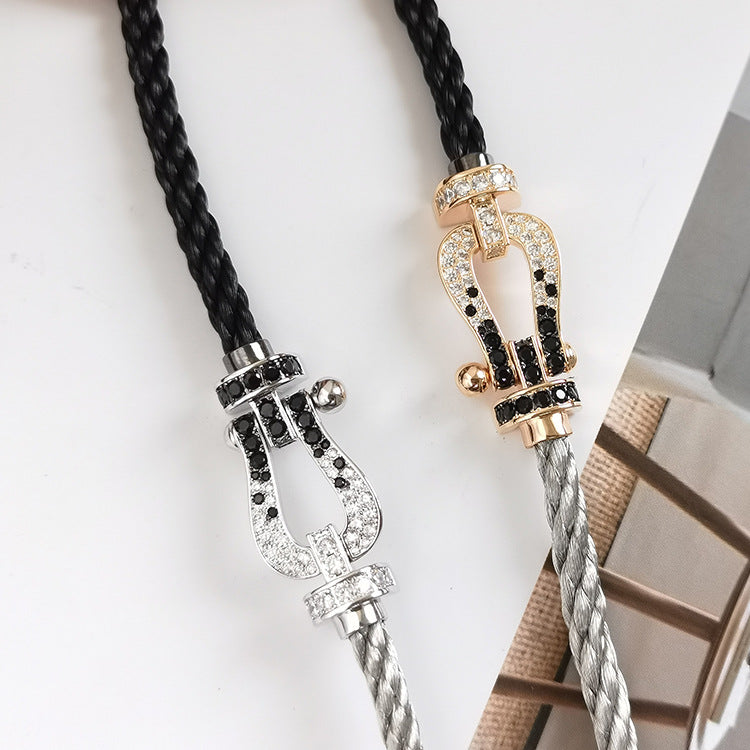 [Ornora Jewelry]FORCE LARGE HORSESHOE BLACK WHITE DIAMOND BRACELET ROSE GOLD