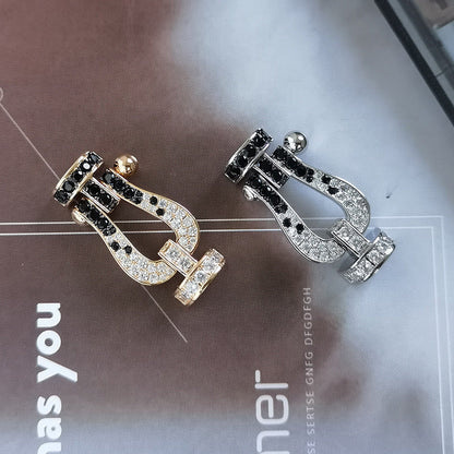 [Ornora Jewelry]FORCE LARGE HORSESHOE BLACK WHITE DIAMOND BRACELET ROSE GOLD