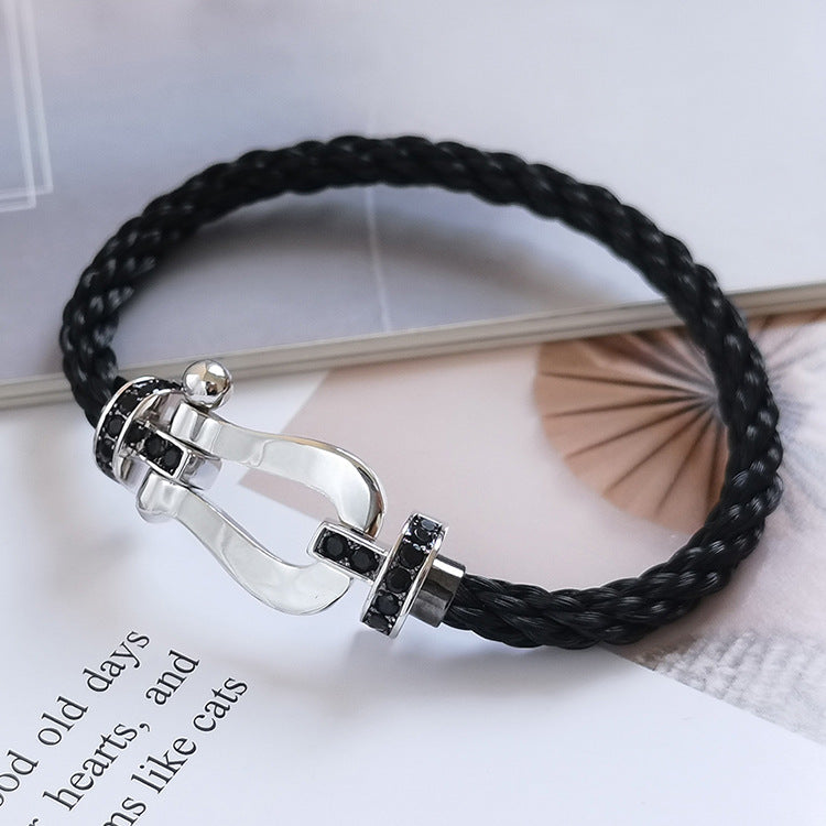 [Ornora Jewelry]FORCE LARGE HORSESHOE BLACK DIAMOND BRACELET SILVER