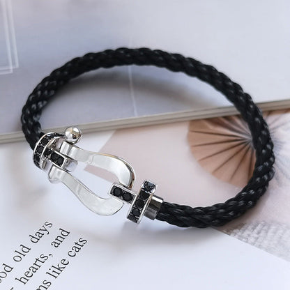 [Ornora Jewelry]FORCE LARGE HORSESHOE BLACK DIAMOND BRACELET SILVER