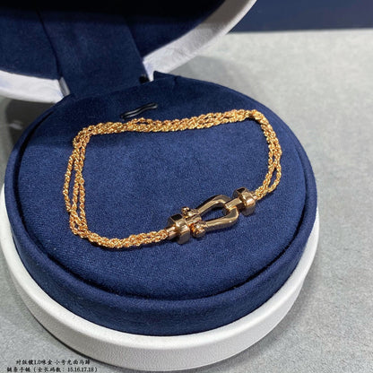 [Ornora Jewelry]FORCE SMALL HORSESHOE  DIAMOND CHAIN ROPE BRACELET