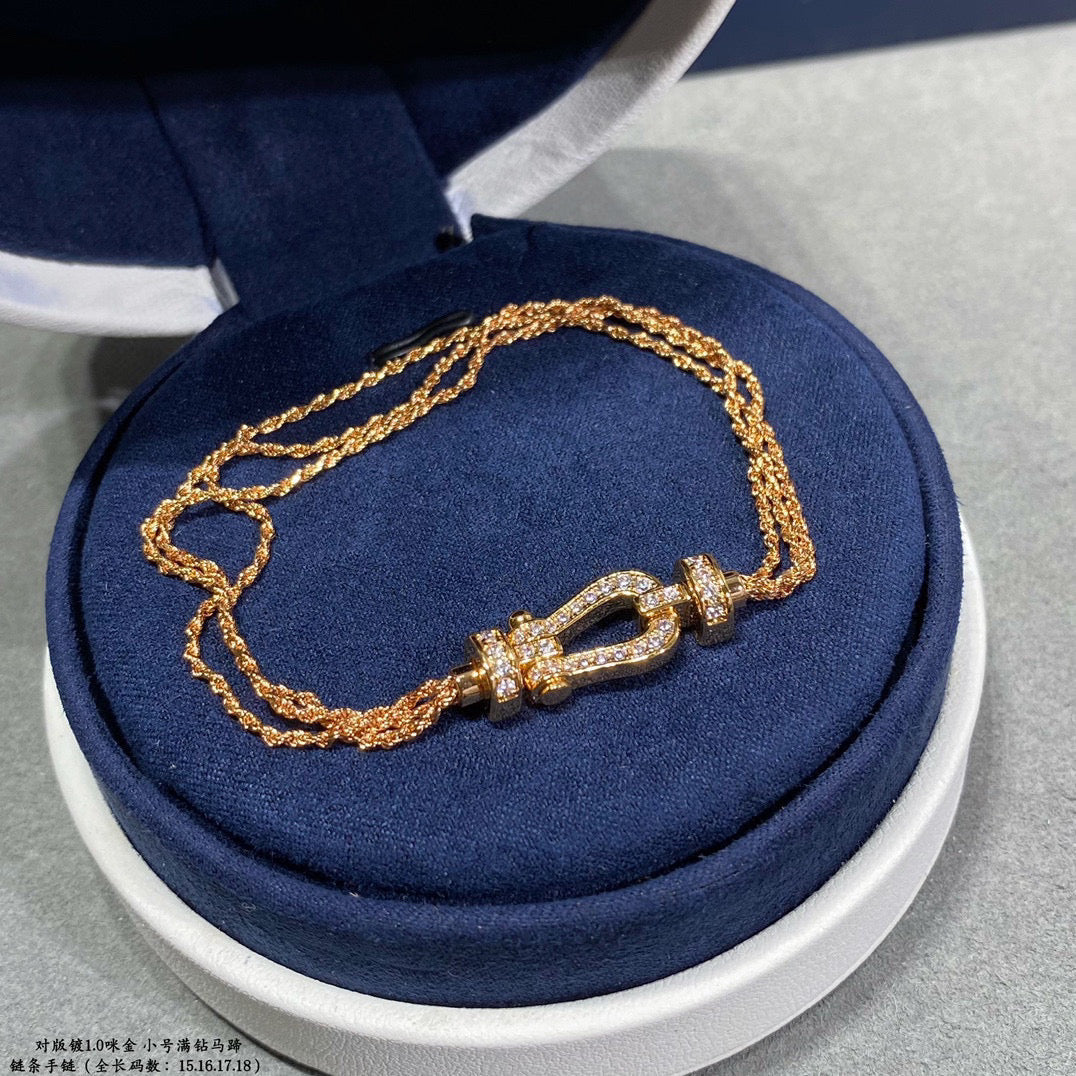 [Ornora Jewelry]FORCE SMALL HORSESHOE  DIAMOND CHAIN ROPE BRACELET