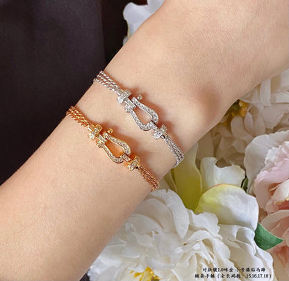 [Ornora Jewelry]FORCE SMALL HORSESHOE  DIAMOND CHAIN ROPE BRACELET
