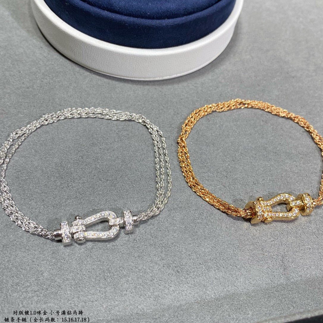 [Ornora Jewelry]FORCE SMALL HORSESHOE  DIAMOND CHAIN ROPE BRACELET