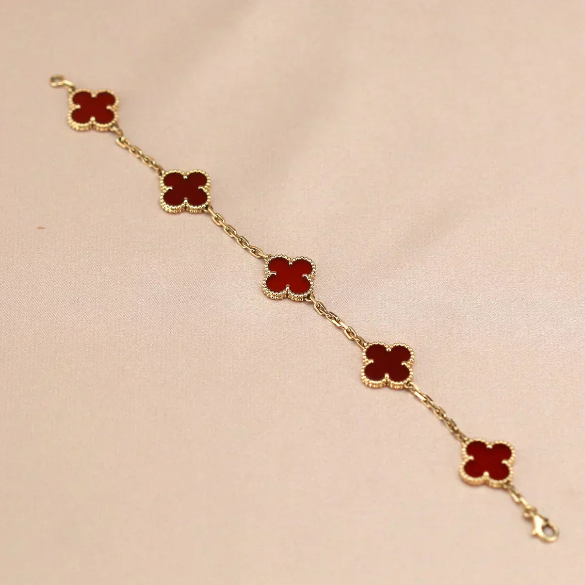 [Ornora Jewelry] CLOVER 5 MOTIF RED CORNELIAN BRACELET COLLECTION