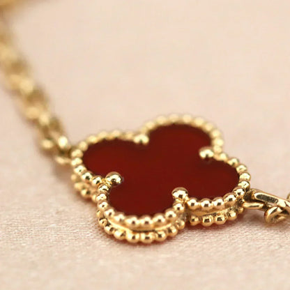 [Ornora Jewelry] CLOVER 5 MOTIF RED CORNELIAN BRACELET COLLECTION