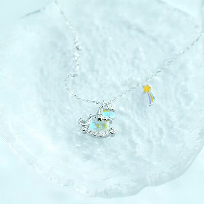 925 Silver Pony Necklace with Crystal