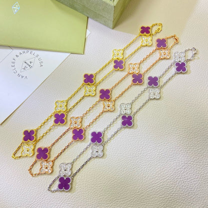 [Ornora Jewelry Jewelry]CLOVER 10 MOTIFS  PURPLE VIOLET DIAMOND NECKLACE