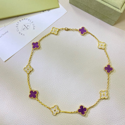 [Ornora Jewelry Jewelry]CLOVER 10 MOTIFS  PURPLE VIOLET DIAMOND NECKLACE