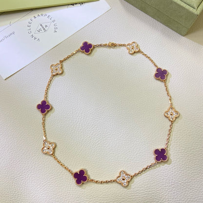 [Ornora Jewelry Jewelry]CLOVER 10 MOTIFS  PURPLE VIOLET DIAMOND NECKLACE
