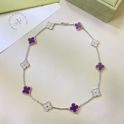 [Ornora Jewelry Jewelry]CLOVER 10 MOTIFS  PURPLE VIOLET DIAMOND NECKLACE
