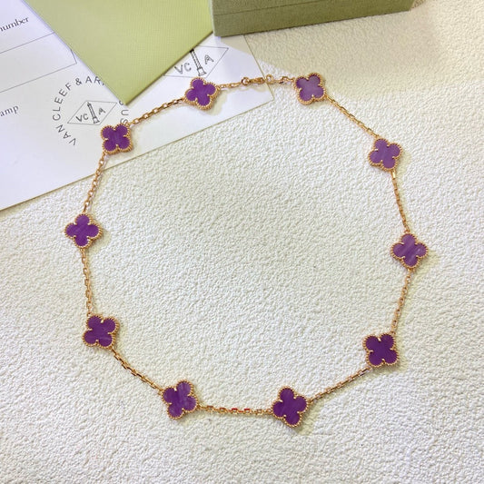 [Ornora Jewelry Jewelry]CLOVER 10 MOTIFS  PURPLE VIOLET  NECKLACE