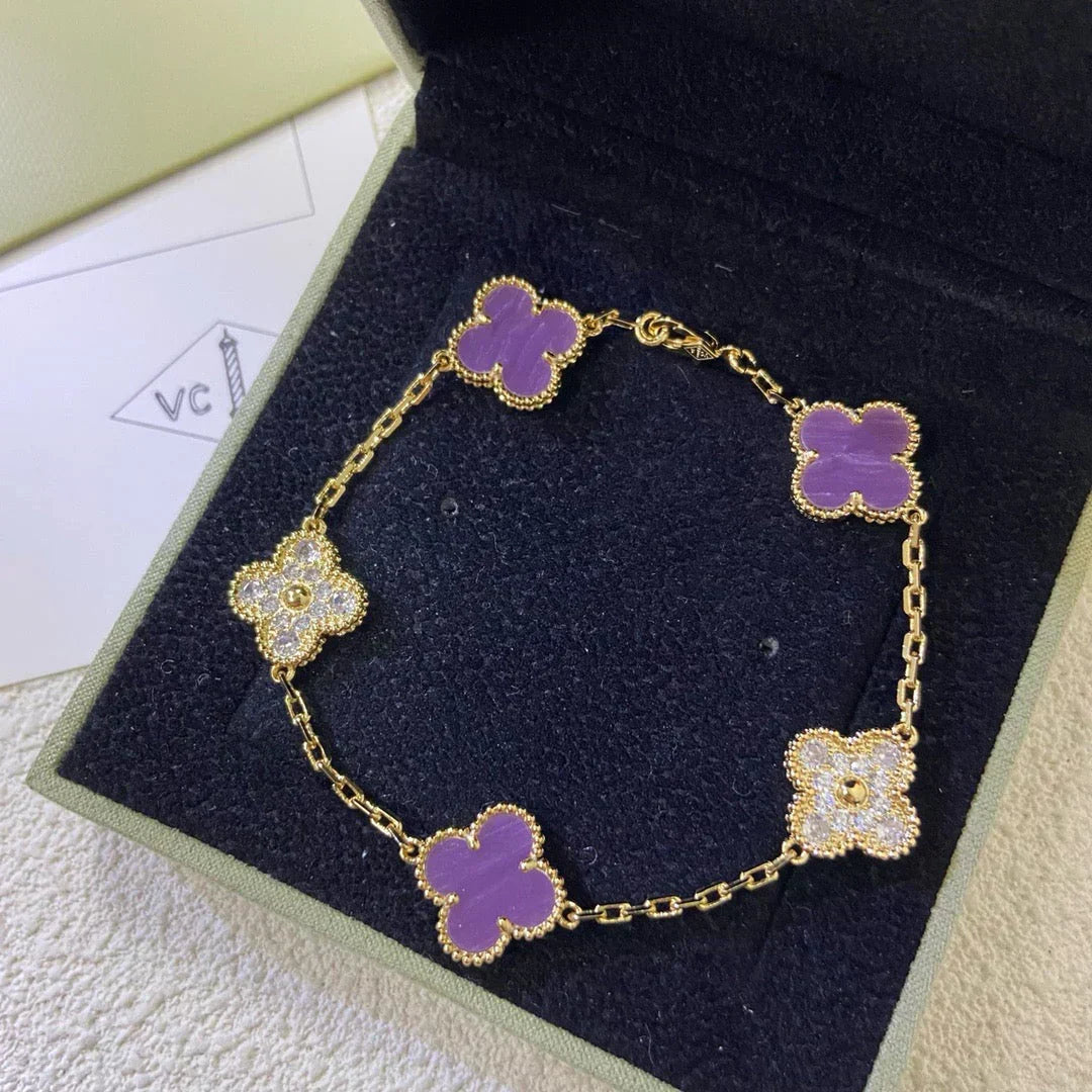 [Ornora Jewelry] CLOVER 5 MOTIF VIOLET BRACELET COLLECTION