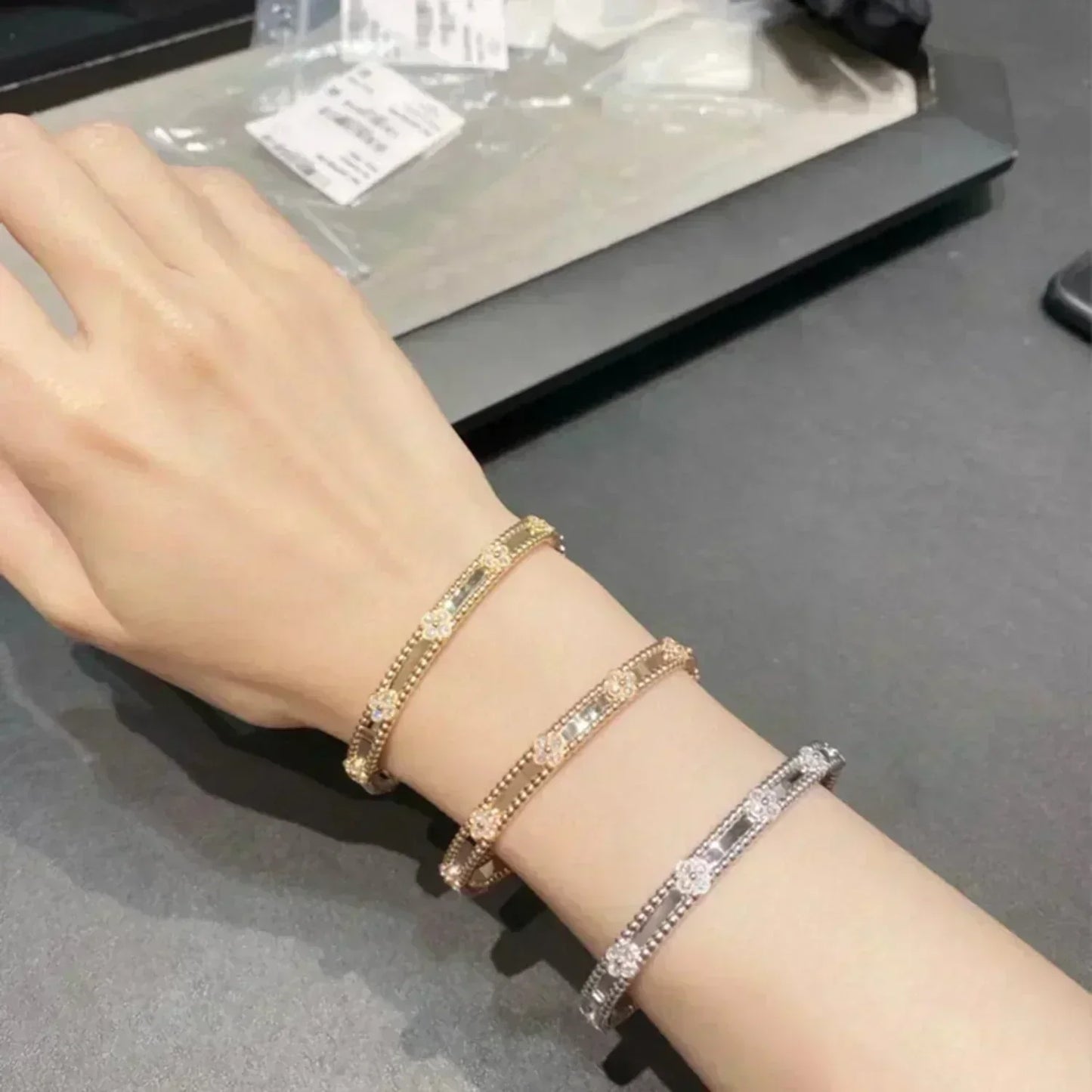 [Ornora Jewelry]CLOVER BRACELET 4MM DIAMONDS
