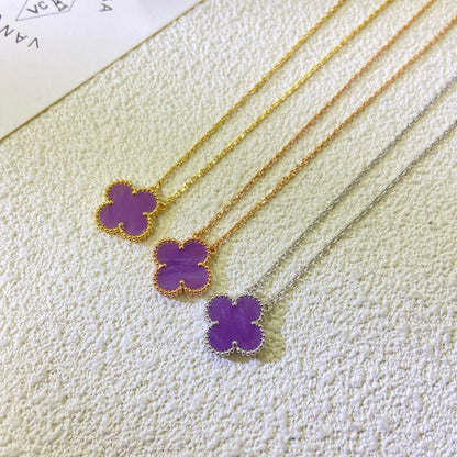 [Ornora Jewelry Jewelry]CLOVER 15MM  PURPLE VIOLET NECKLACE