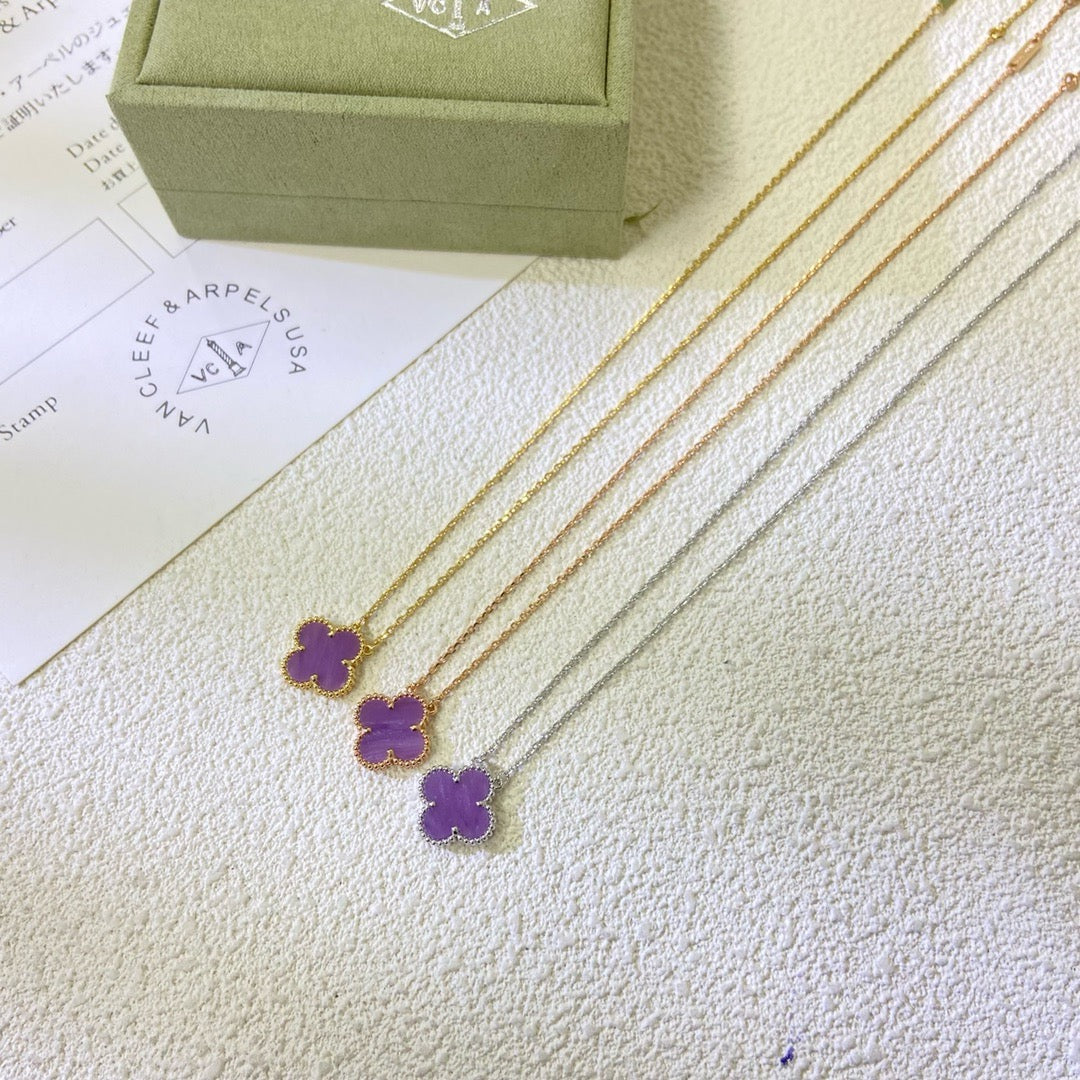 [Ornora Jewelry Jewelry]CLOVER 15MM  PURPLE VIOLET NECKLACE