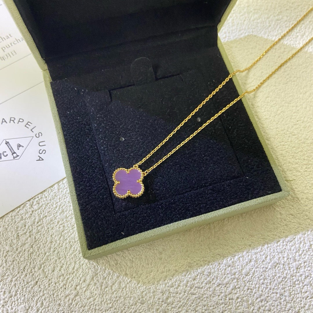 [Ornora Jewelry Jewelry]CLOVER 15MM  PURPLE VIOLET NECKLACE