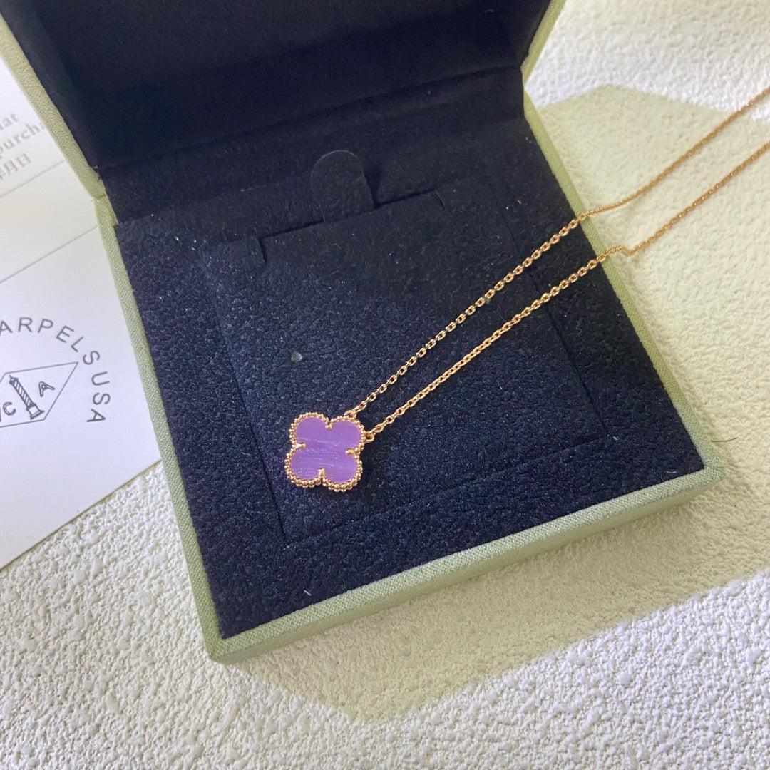 [Ornora Jewelry Jewelry]CLOVER 15MM  PURPLE VIOLET NECKLACE