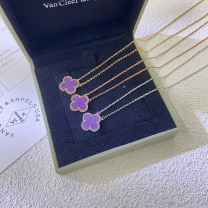 [Ornora Jewelry Jewelry]CLOVER 15MM  PURPLE VIOLET NECKLACE