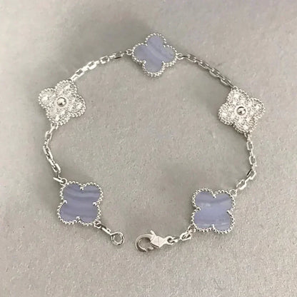 [Ornora Jewelry] CLOVER 5 MOTIF PURPLE CHALCEDONY BRACELET COLLECTION