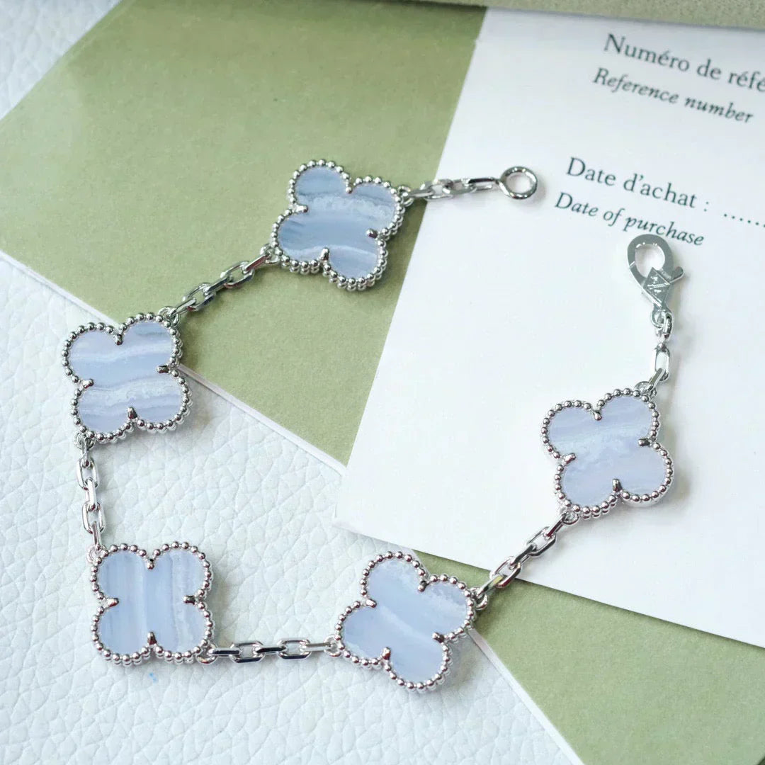 [Ornora Jewelry] CLOVER 5 MOTIF PURPLE CHALCEDONY BRACELET COLLECTION