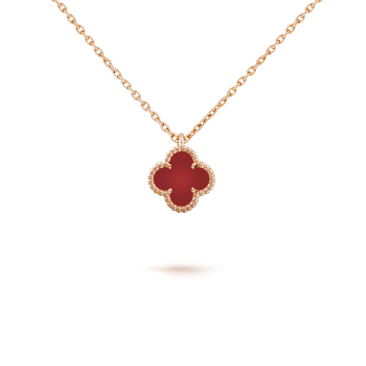 [Ornora Jewelry]CLOVER MINI 9.5MM WHITE CARNELIANS NECKLACE