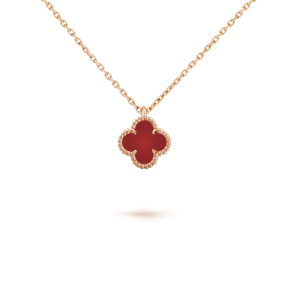 [Ornora Jewelry]CLOVER MINI 9.5MM WHITE CARNELIANS NECKLACE