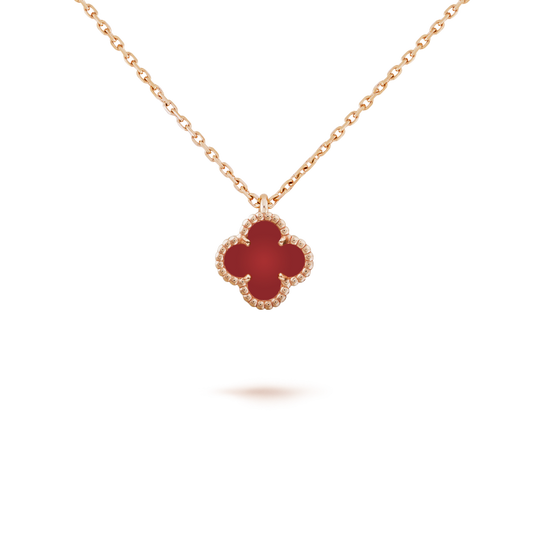 [Ornora Jewelry]CLOVER MINI 9.5MM WHITE CARNELIANS NECKLACE