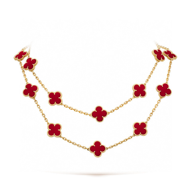 [Ornora Jewelry]CLOVER 20 MOTIFS CARNELIAN NECKLACE