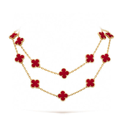 [Ornora Jewelry]CLOVER 20 MOTIFS CARNELIAN NECKLACE