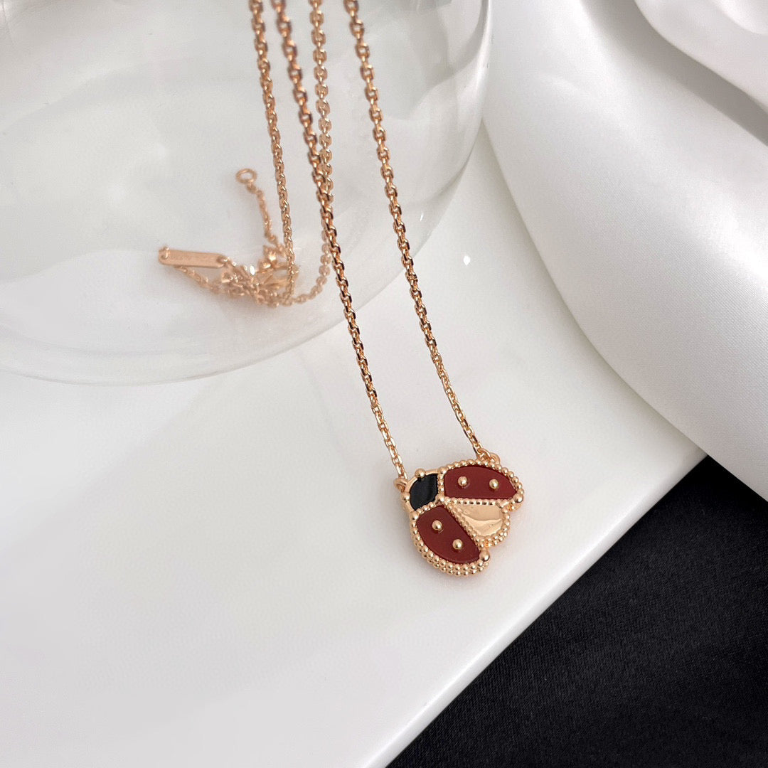 [Ornora Jewelry]LUCKY  CARNELIANS LADYBUG NECKLACE