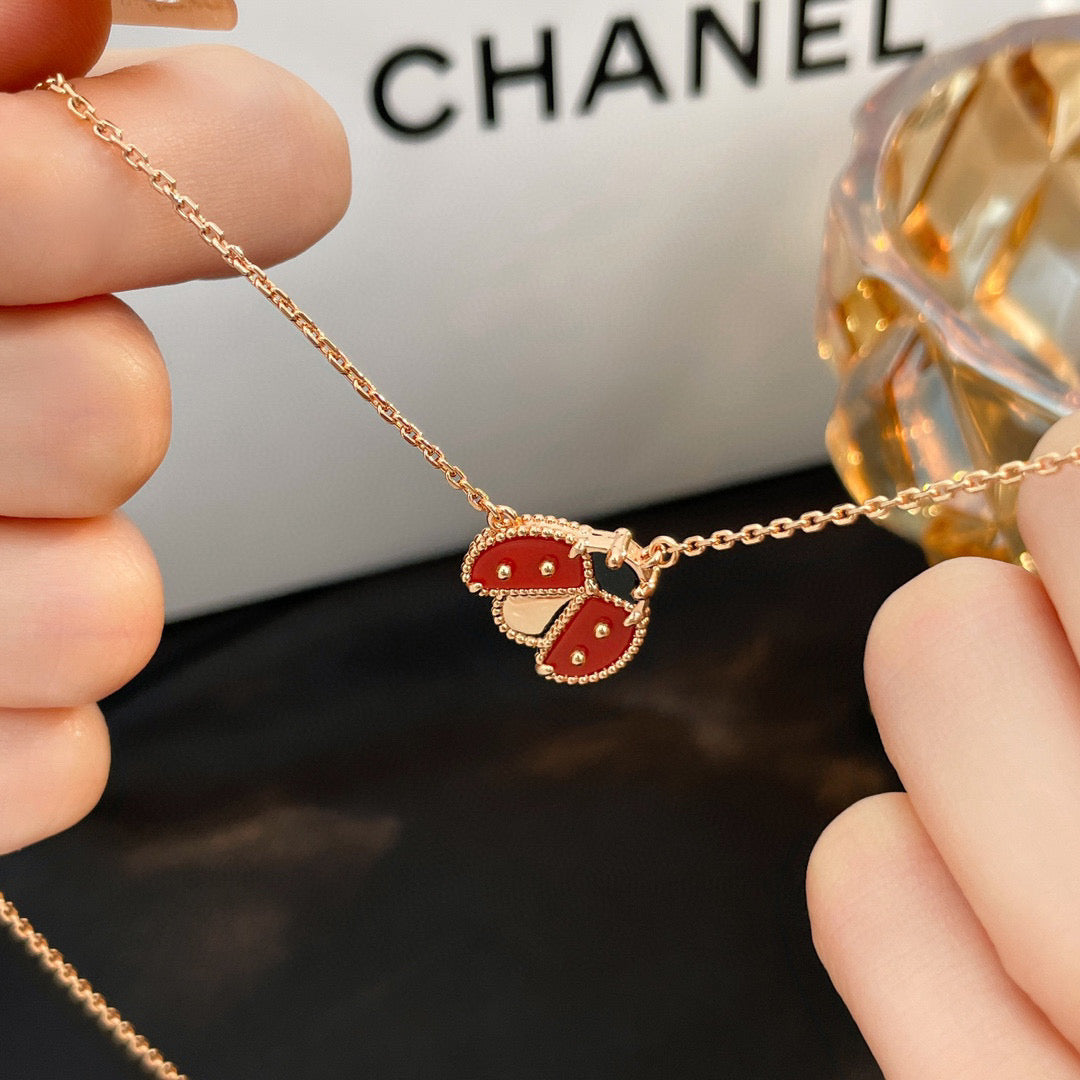 [Ornora Jewelry]LUCKY  CARNELIANS LADYBUG NECKLACE