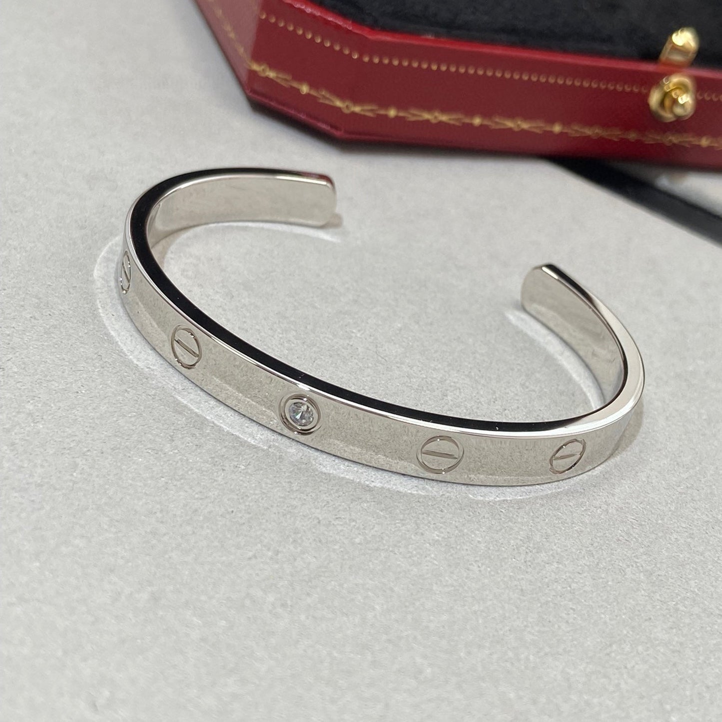 [Ornora Jewelry]LOVE BRACELET 6.1MM 1 DIAMOND OPEN CUFF