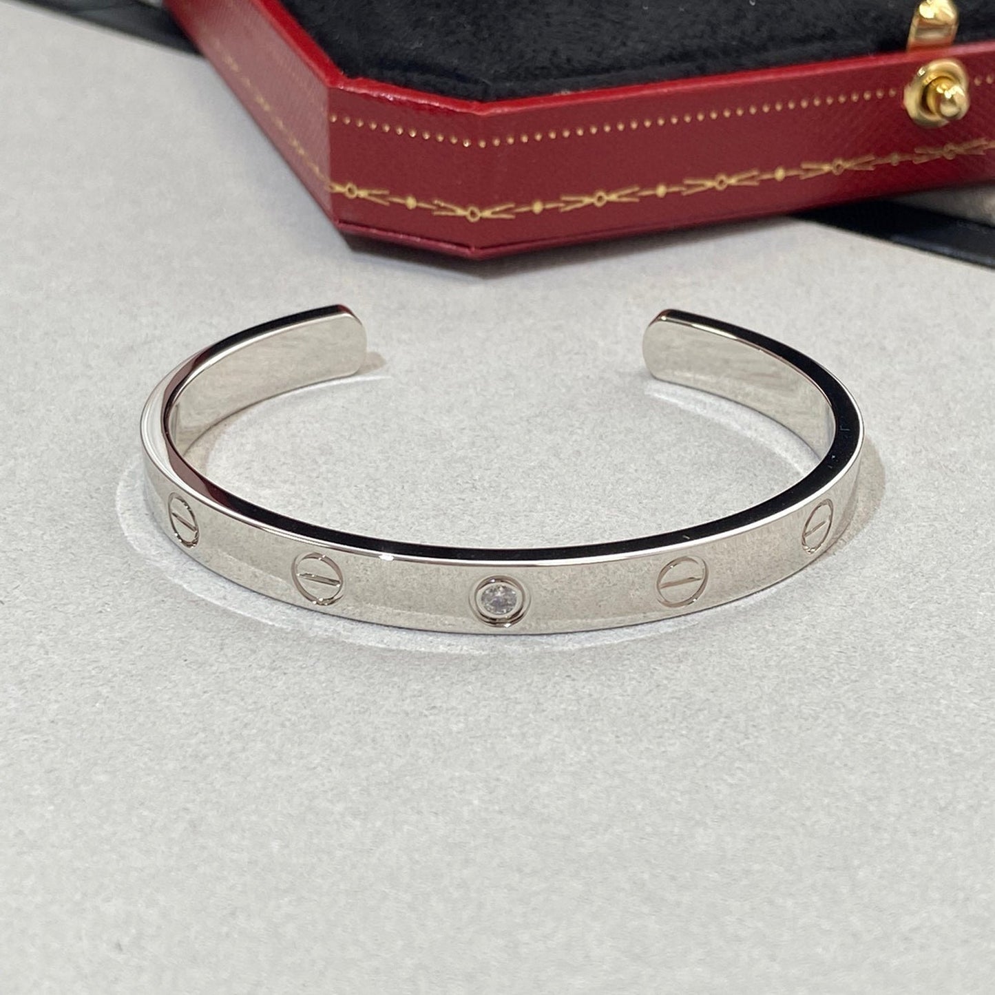 [Ornora Jewelry]LOVE BRACELET 6.1MM 1 DIAMOND OPEN CUFF