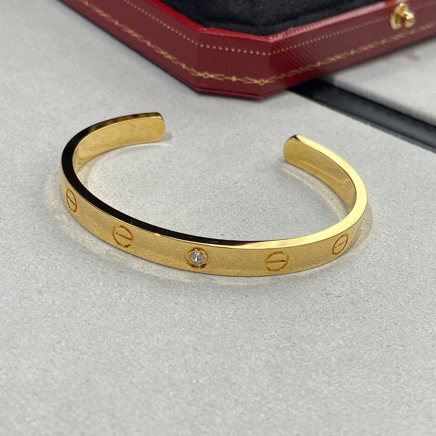 [Ornora Jewelry]LOVE BRACELET 6.1MM 1 DIAMOND OPEN CUFF