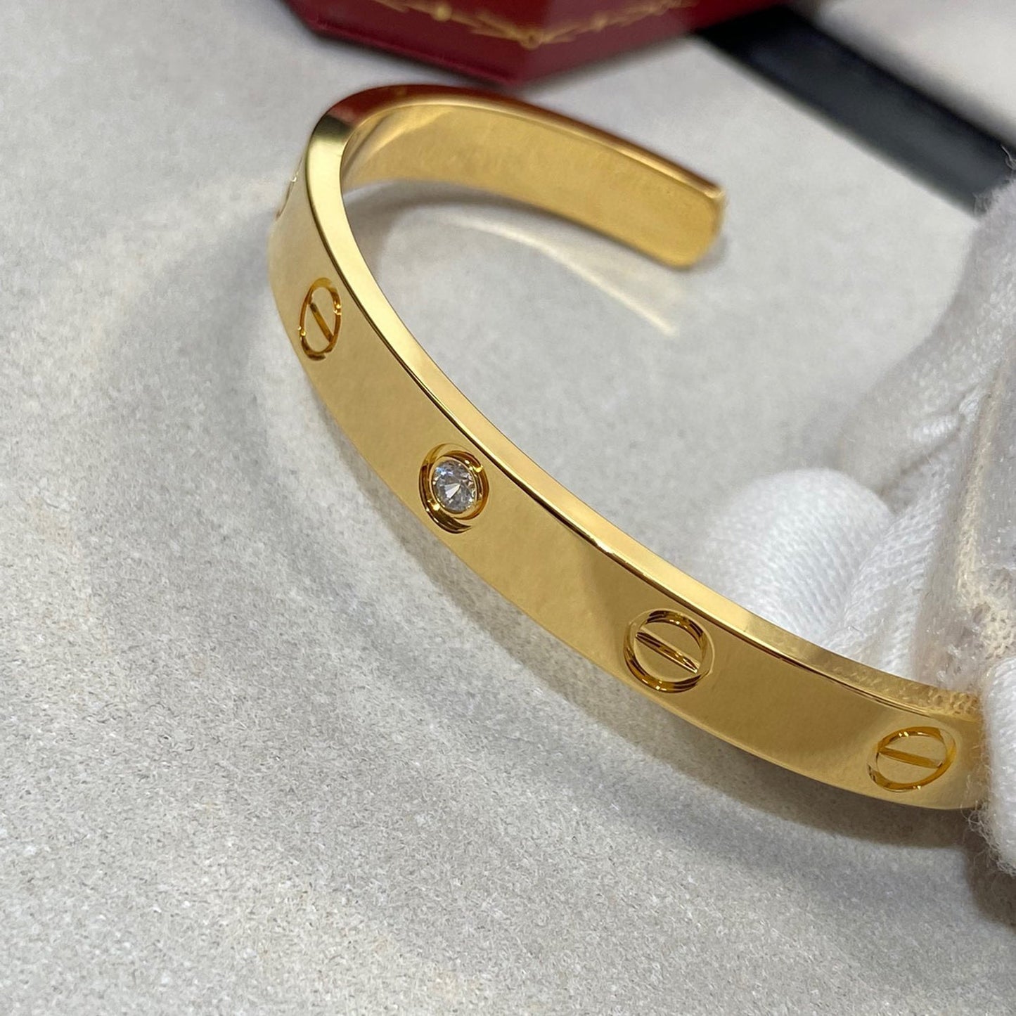 [Ornora Jewelry]LOVE BRACELET 6.1MM 1 DIAMOND OPEN CUFF