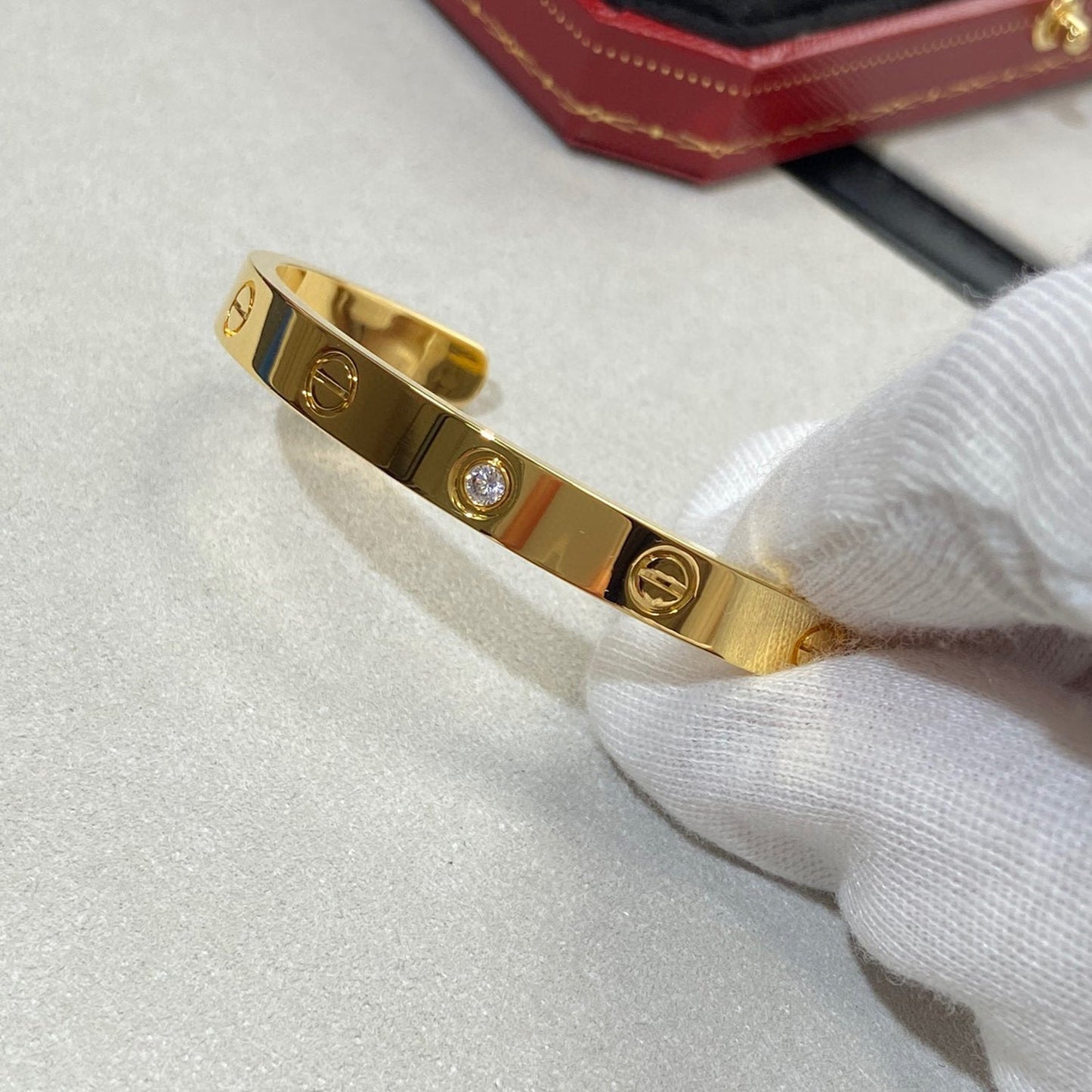 [Ornora Jewelry]LOVE BRACELET 6.1MM 1 DIAMOND OPEN CUFF