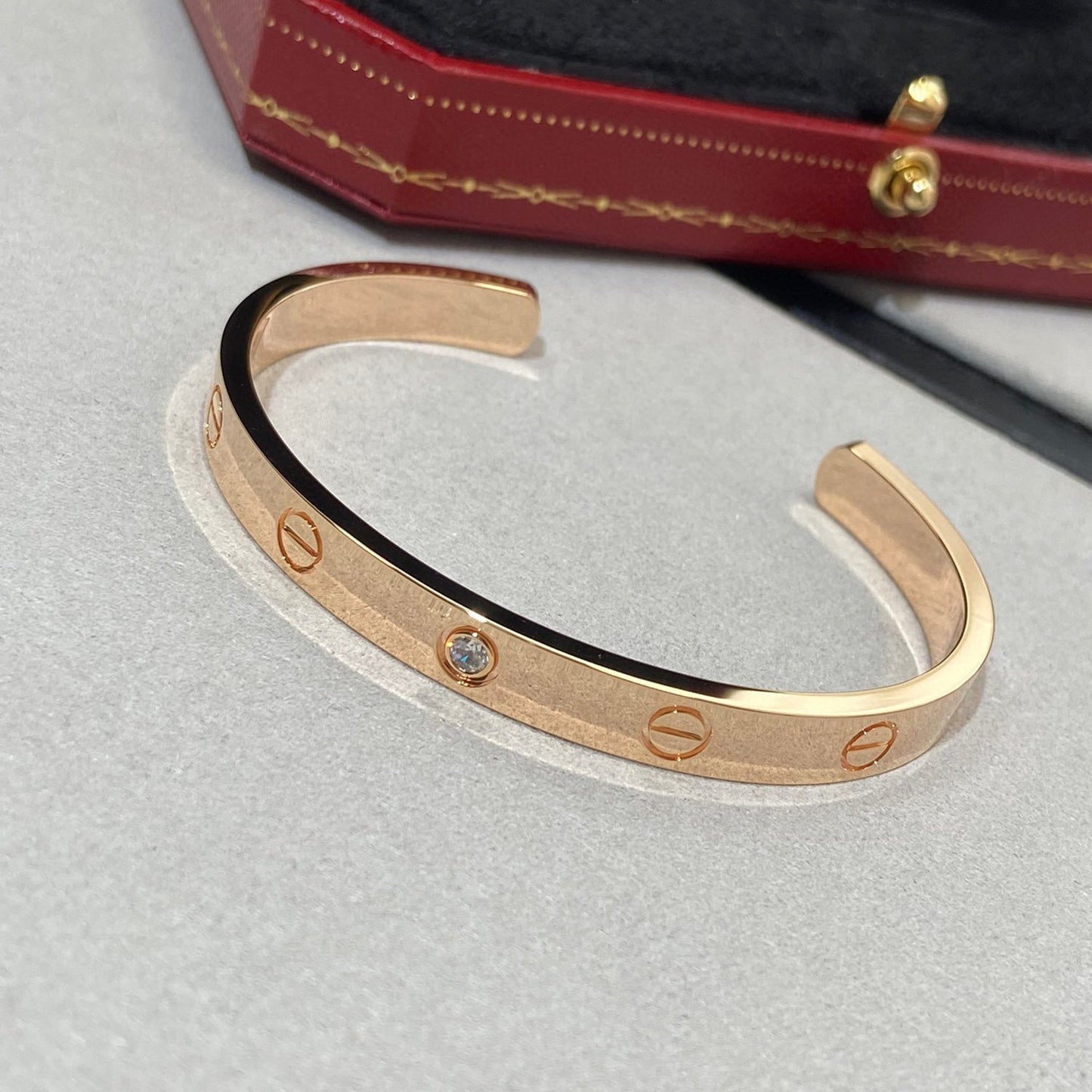 [Ornora Jewelry]LOVE BRACELET 6.1MM 1 DIAMOND OPEN CUFF