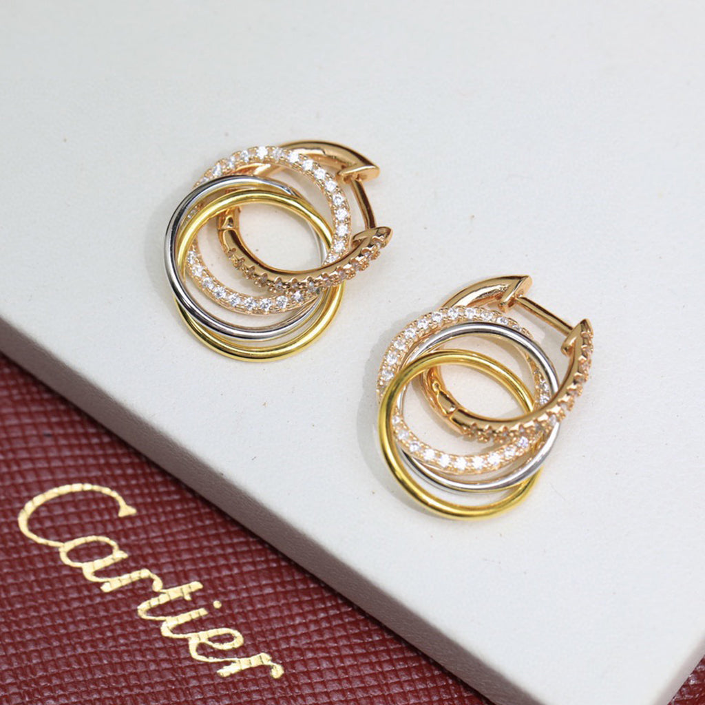 [Ornora Jewelry]TRINITY HALF DIAMOND  EARRINGS