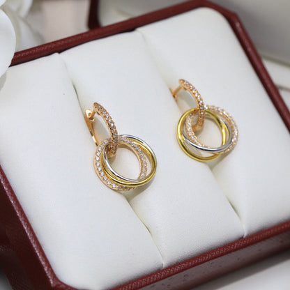 [Ornora Jewelry]TRINITY HALF DIAMOND  EARRINGS