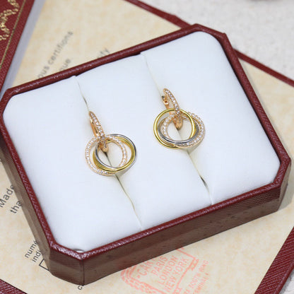 [Ornora Jewelry]TRINITY HALF DIAMOND  EARRINGS