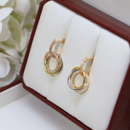 [Ornora Jewelry]TRINITY HALF DIAMOND  EARRINGS