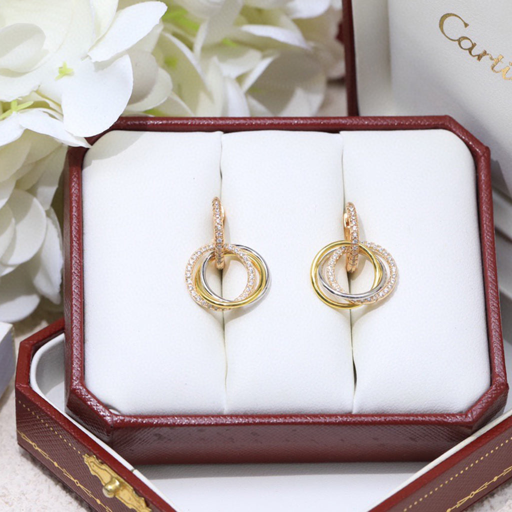 [Ornora Jewelry]TRINITY HALF DIAMOND  EARRINGS