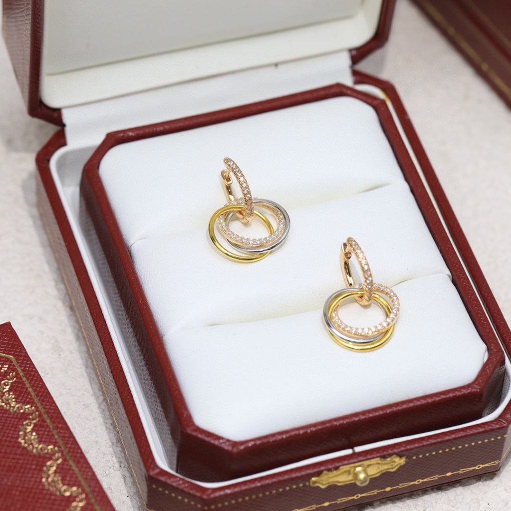 [Ornora Jewelry]TRINITY HALF DIAMOND  EARRINGS