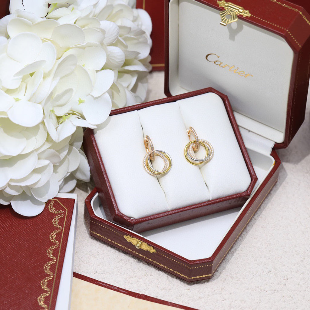 [Ornora Jewelry]TRINITY HALF DIAMOND  EARRINGS