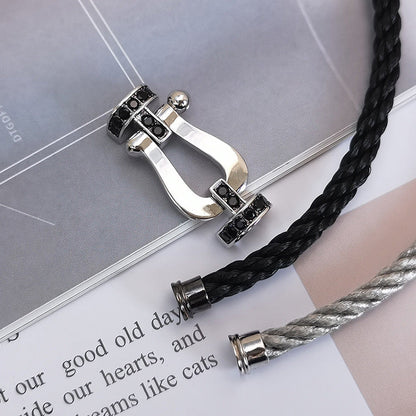 [Ornora Jewelry]FORCE LARGE HORSESHOE BLACK DIAMOND BRACELET SILVER