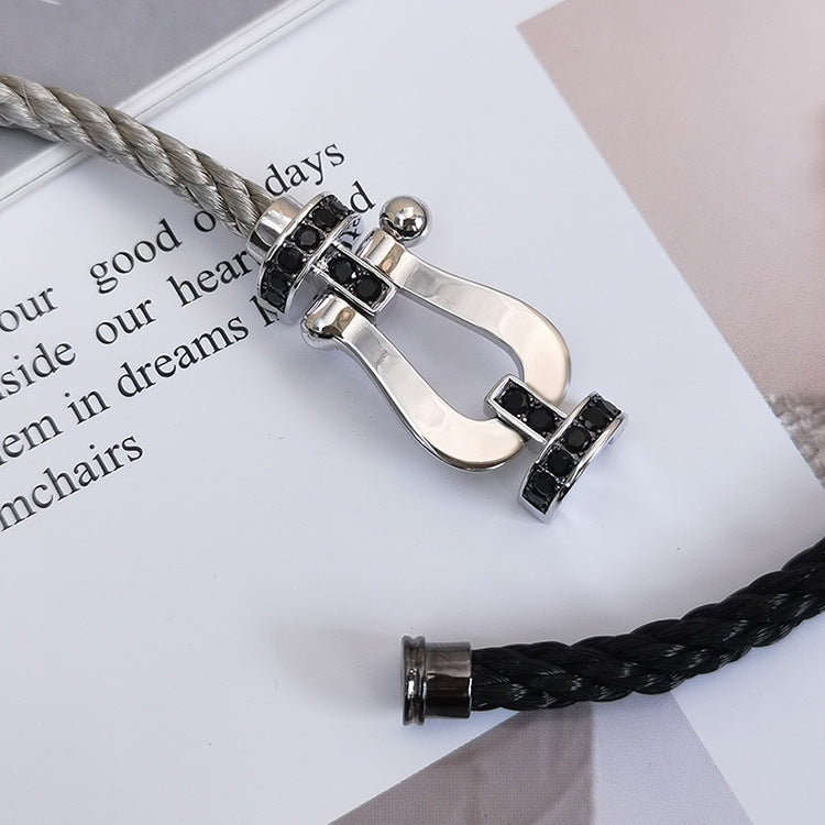 [Ornora Jewelry]FORCE LARGE HORSESHOE BLACK DIAMOND BRACELET SILVER