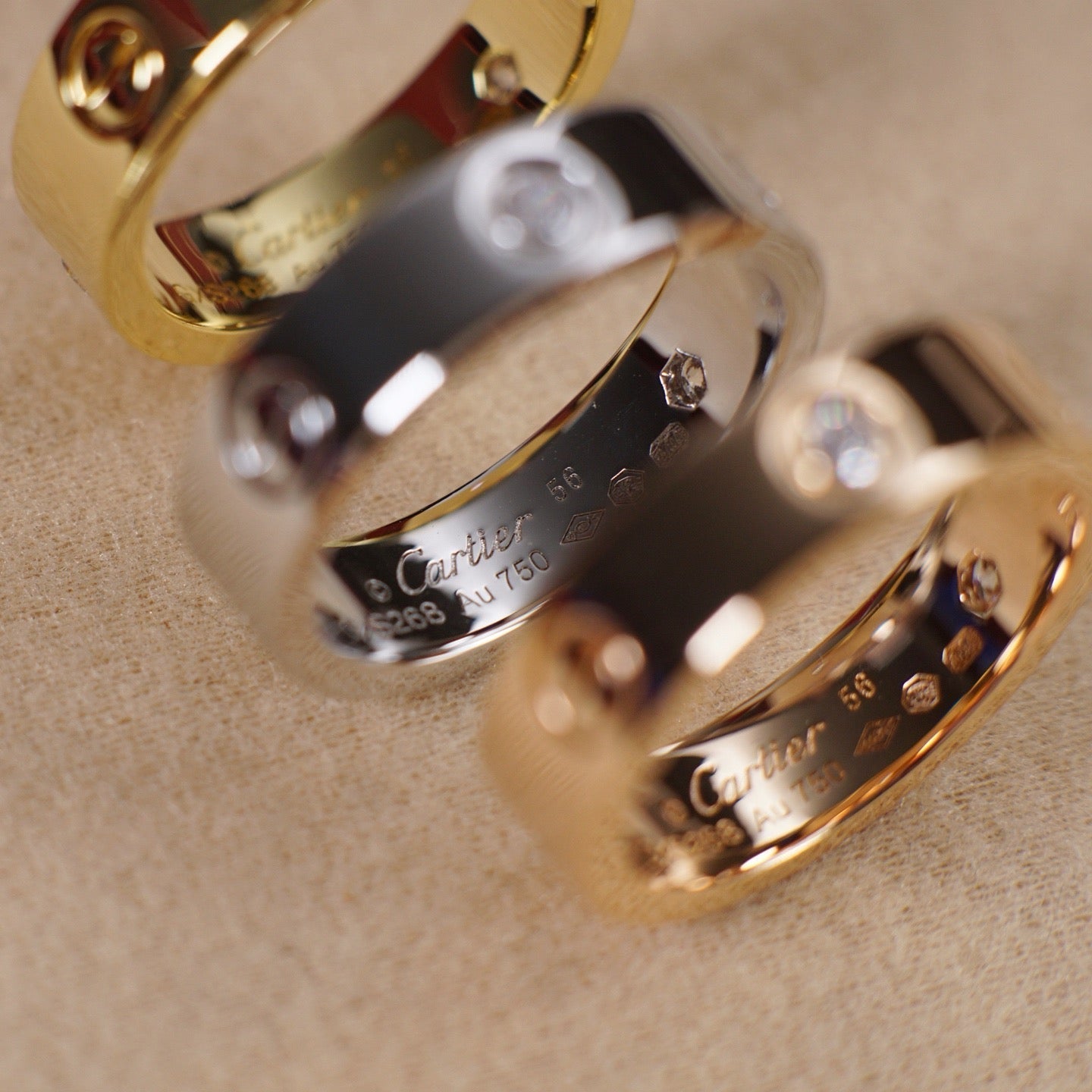[Ornora Jewelry]LOVE 5.5MM 3 DIAMOND RING