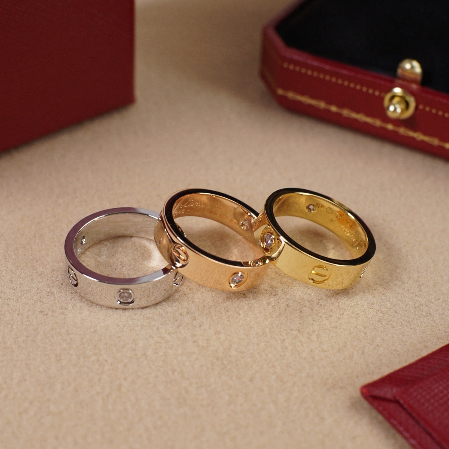 [Ornora Jewelry]LOVE 5.5MM 3 DIAMOND RING